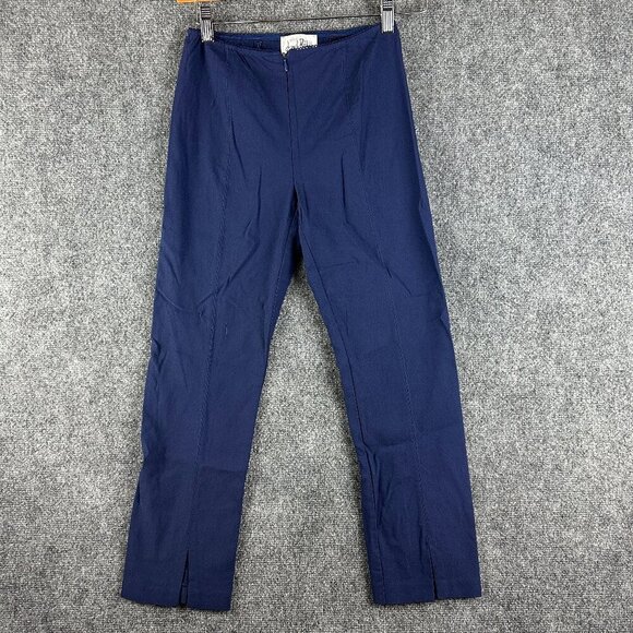 Joseph Ribkoff Pants Womens 2 Blue Stretch Flat Front Straight Zip Fly Ankle - Picture 1 of 6